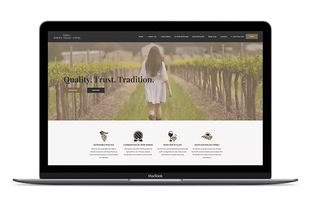 Portia Valley Wines Web Design Adelaide