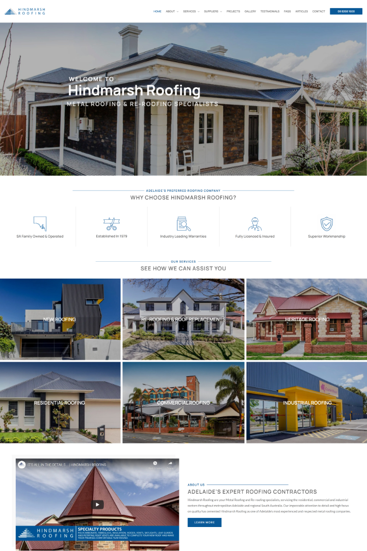Hindmarsh Roofing Web Design